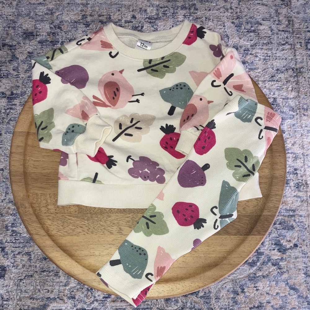 #31. Carter’s - Toddler Cream Fruit Print Sweat Top & Legging Set - 12M